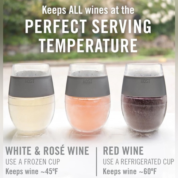 HOST WINE FREEZE COOLING CUPS IN GREY SET OF 2 -Each hold 8.5oz - Picture 4 of 6